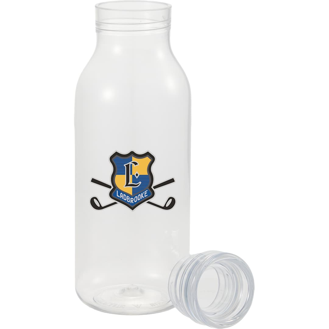 Front View of Clear Meka Recycled RPET Single Wall Sports Bottle 18oz