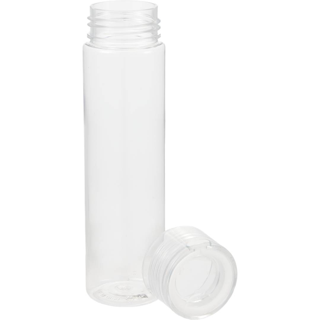Front View of Clear Skinny Mini Recycled RPET Bottle 10oz plain