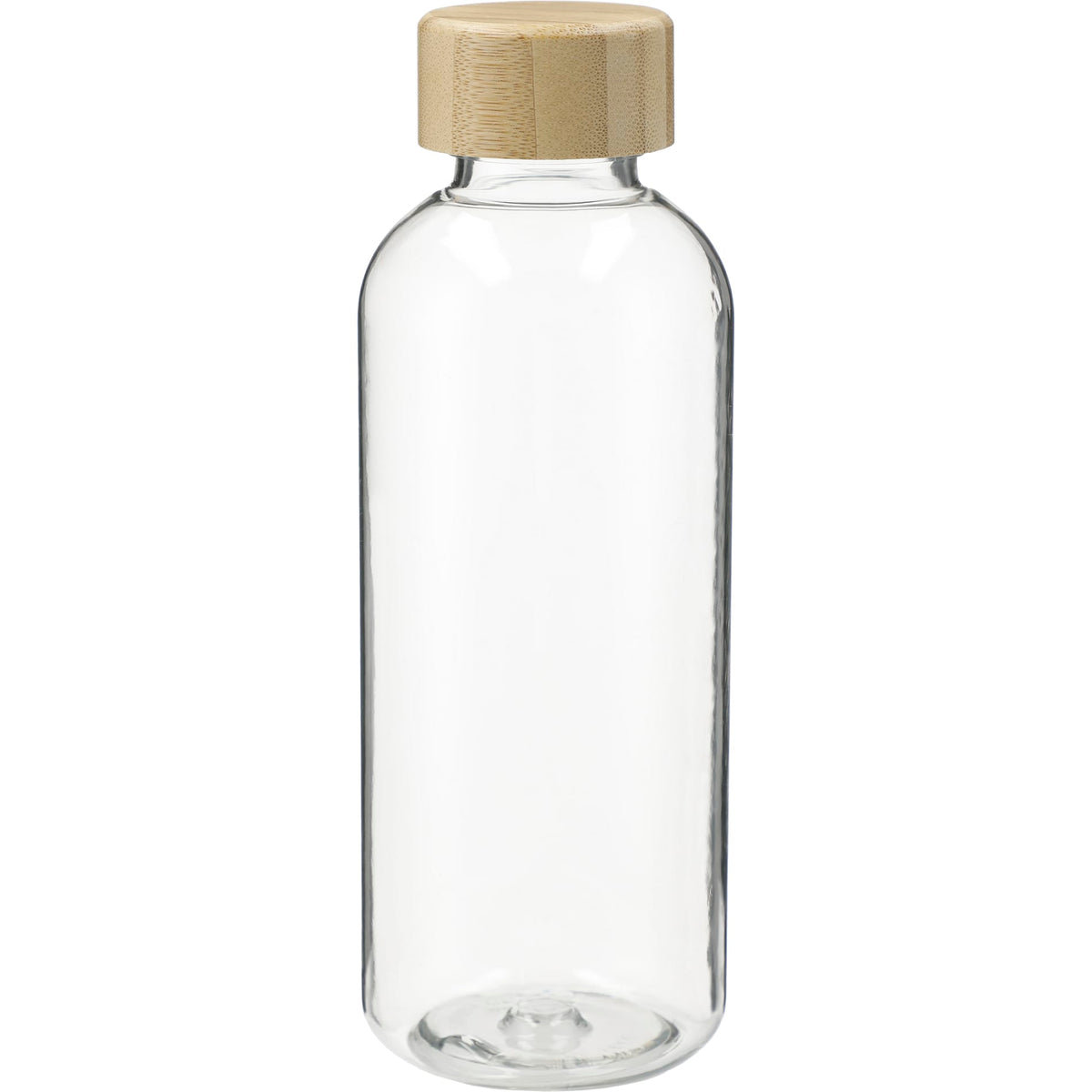 Front View of Clear Sona 22oz RPET Bottle w/ FSC® 100% Bamboo lid plain