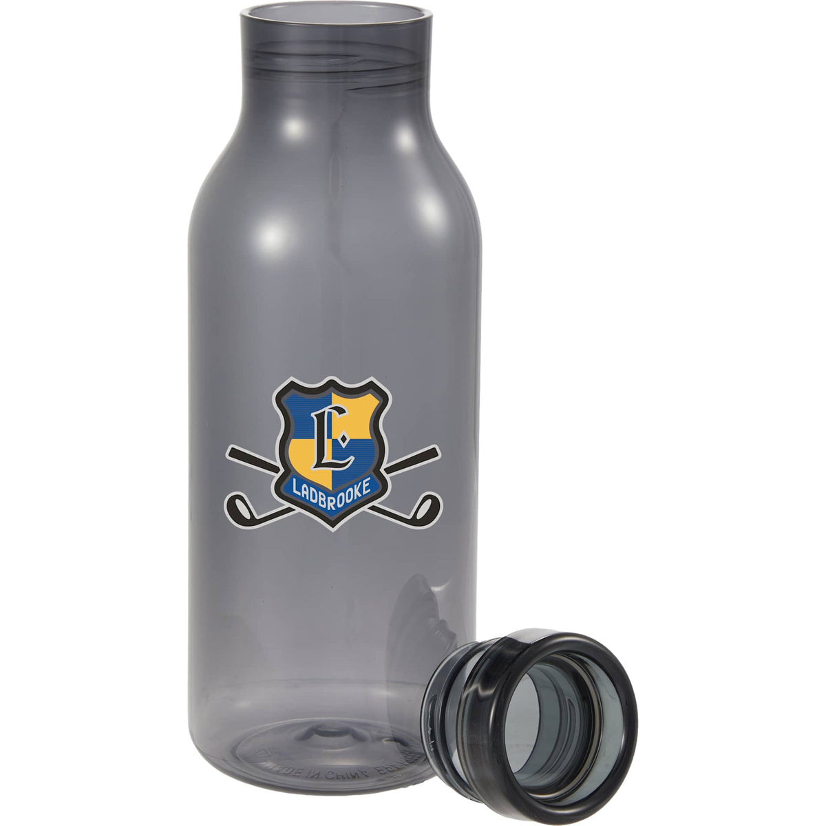 Front View of Gray Meka Recycled RPET Single Wall Sports Bottle 18oz