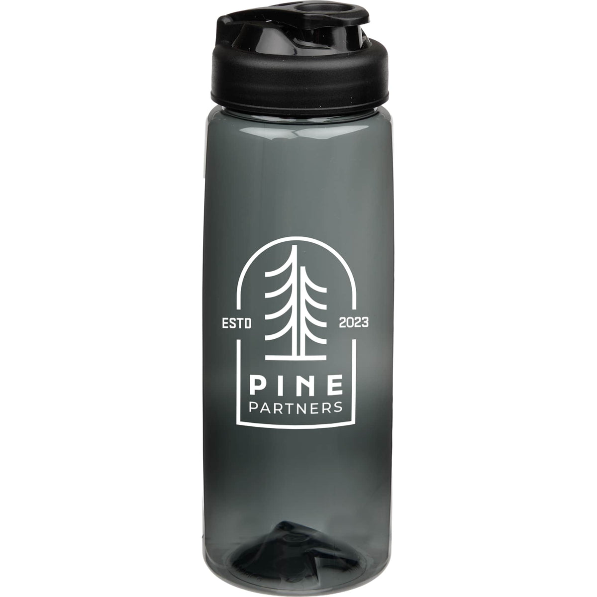 Front View of Gray Surf Bottle w/ Black Sip-n-Go Lid 26 oz
