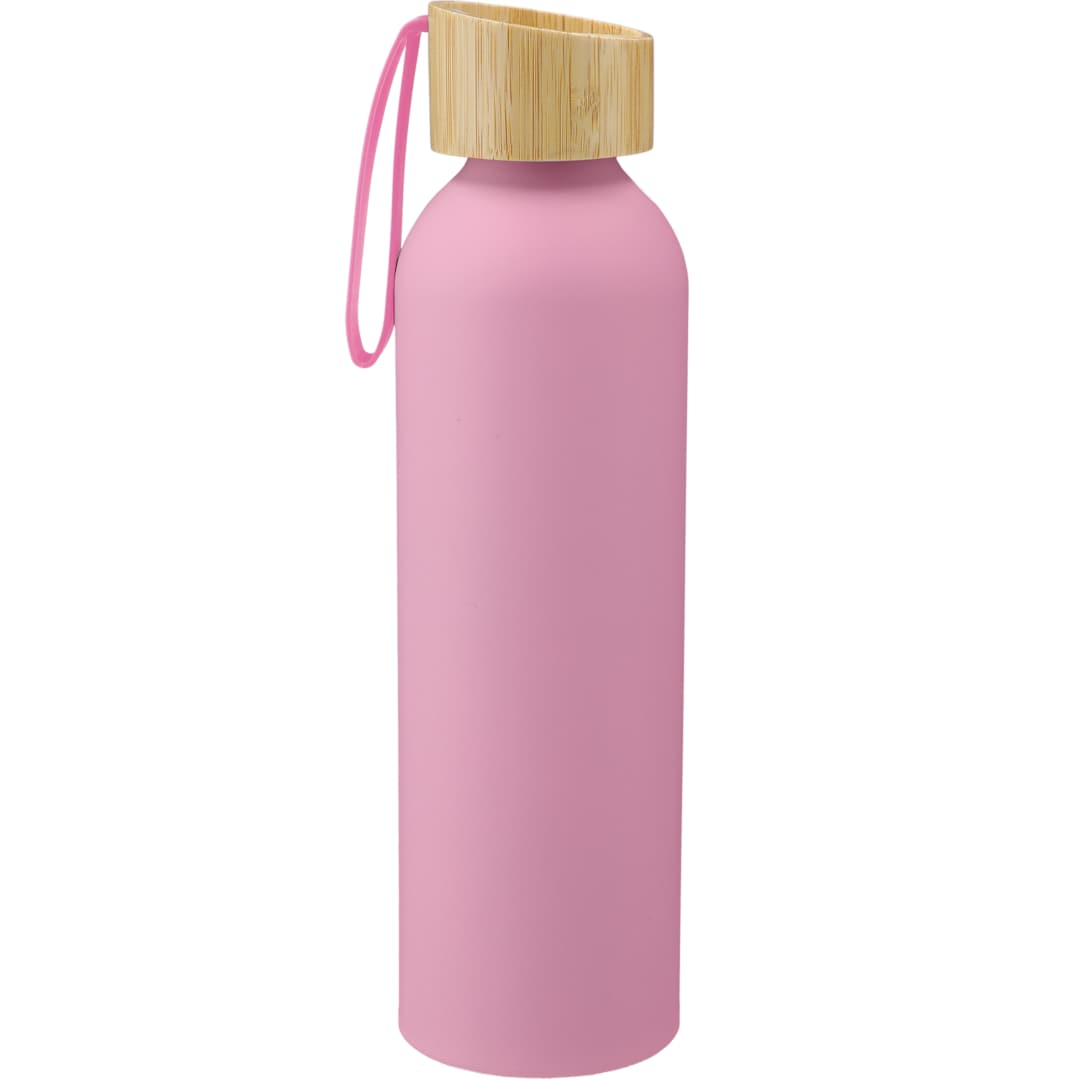 Front View of Pink Ryze Aluminum Bottle 22 oz w/ FSC® 100% Bamboo Lid plain