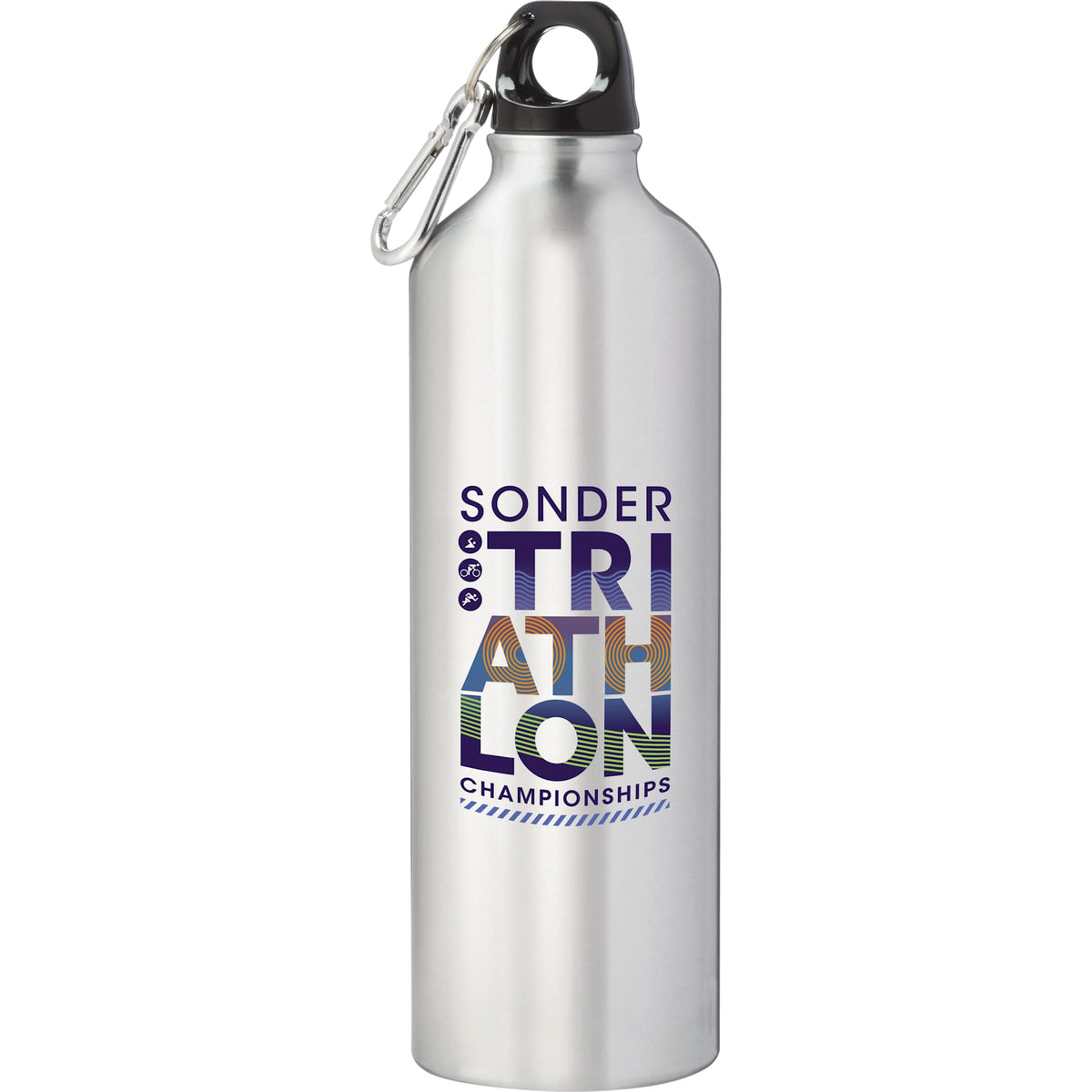 Front View of Silver Pacific 26oz Aluminum Sports Bottle