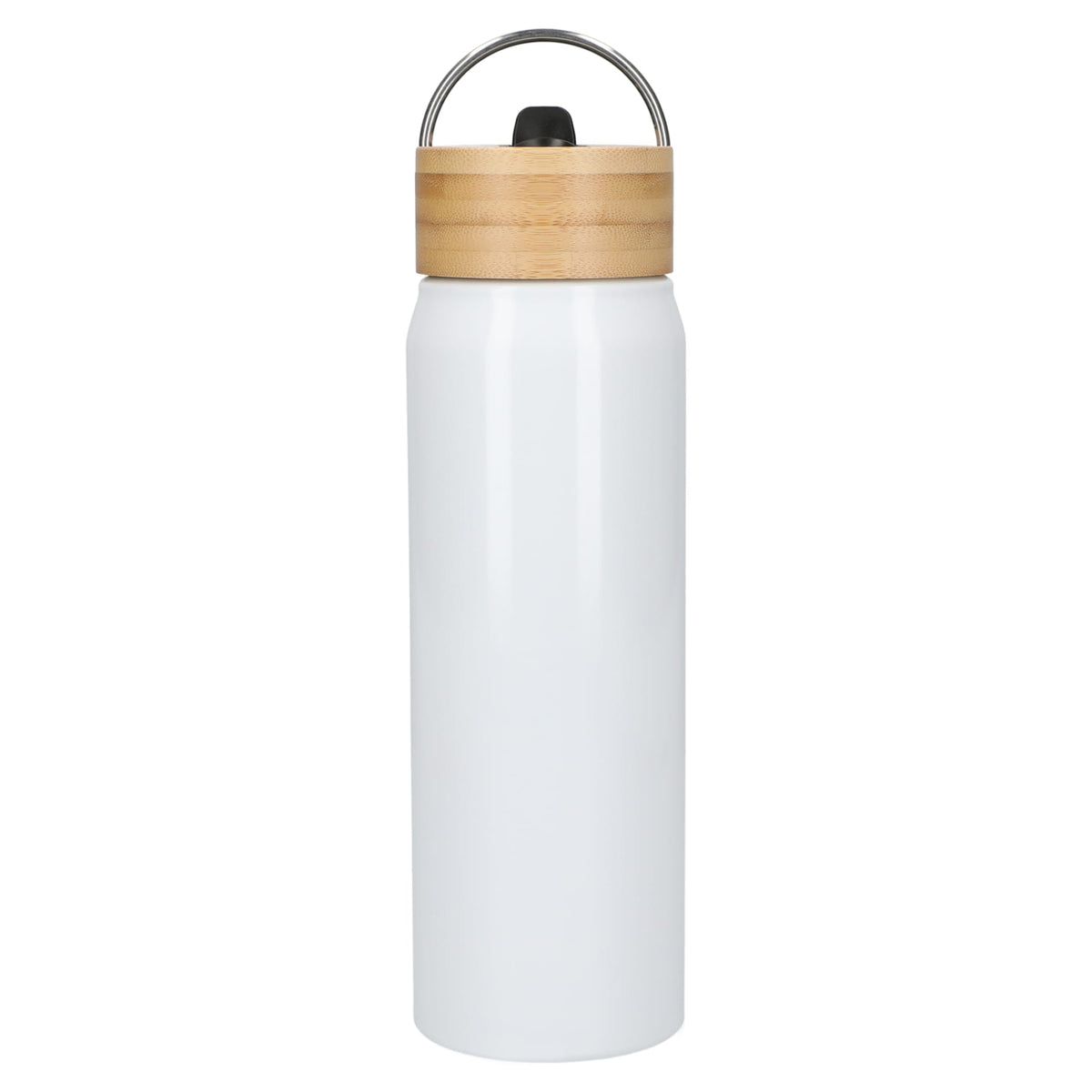 Front View of White Billy 26oz Aluminum Bottle w/ FSC® Bamboo Lid plain