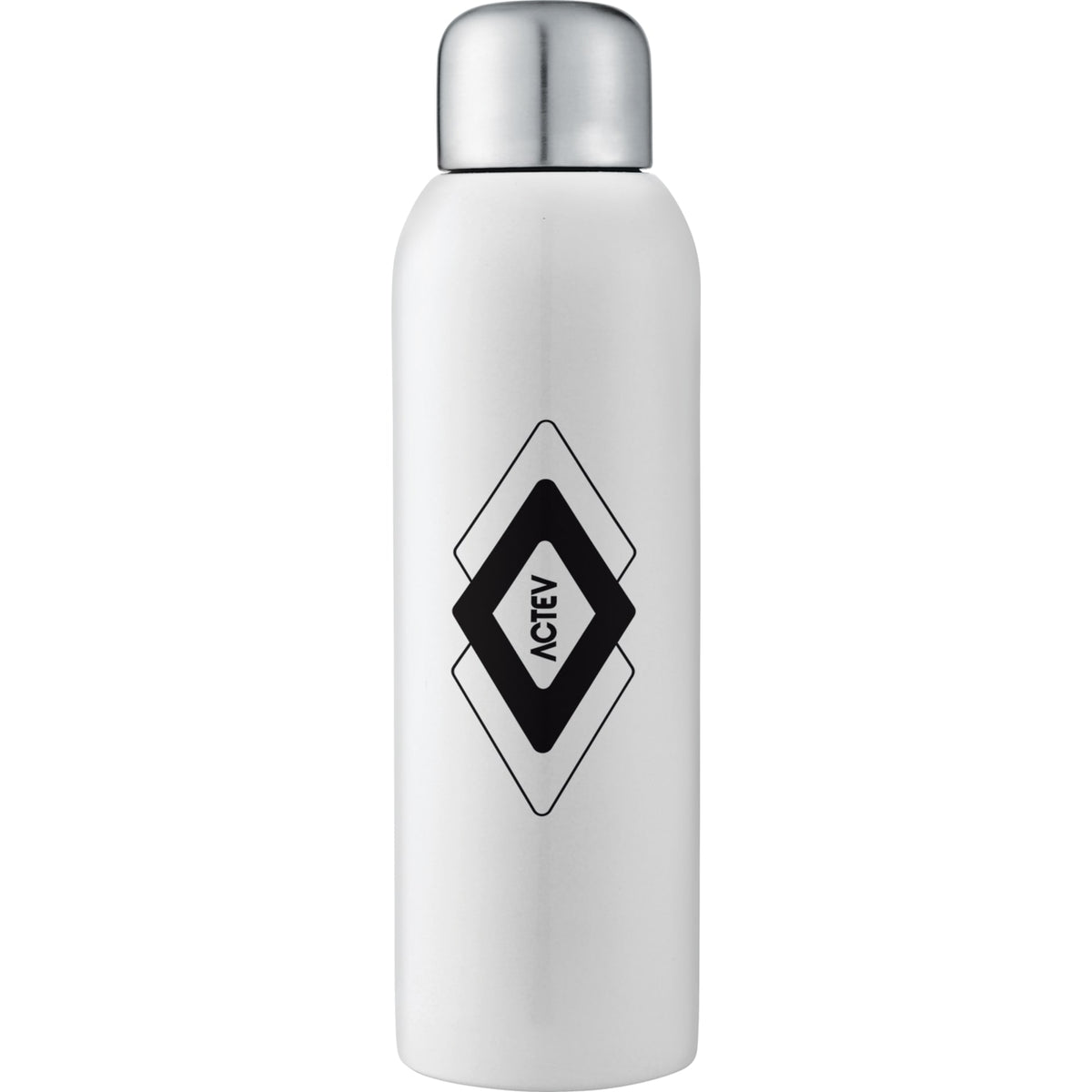 Front View of White Guzzle 28oz Stainless Sports Bottle