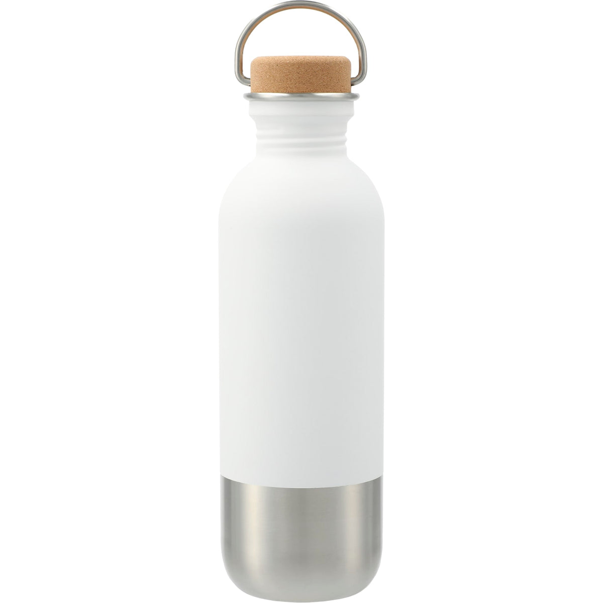 Front View of White Lagom Single wall Stainless steel Bottle 27oz plain