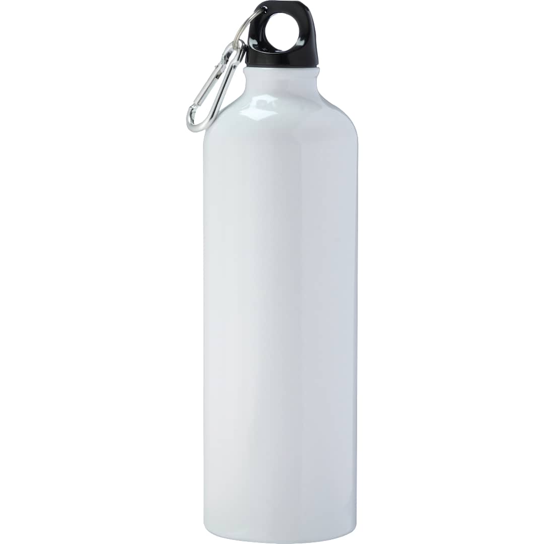 Front View of White Pacific 26oz Aluminum Sports Bottle plain