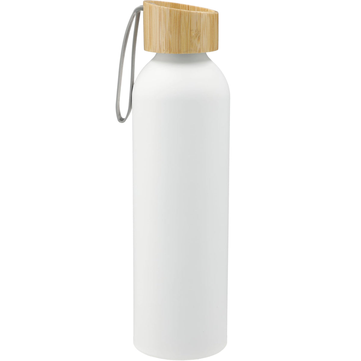 Front View of White Ryze Aluminum Bottle 22 oz w/ FSC® 100% Bamboo Lid plain
