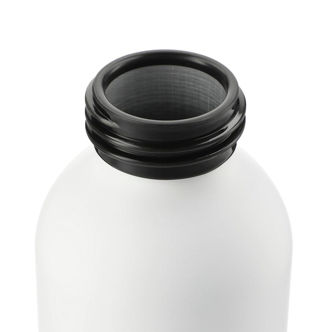 Front View of White Ryze Aluminum Bottle 22 oz w/ FSC® 100% Bamboo Lid