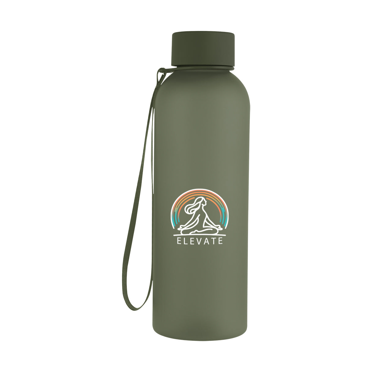 FROST WITH  OLIVE 20 Oz. Morgan rPET Rubberized Bottle With Carry Strap  grouped