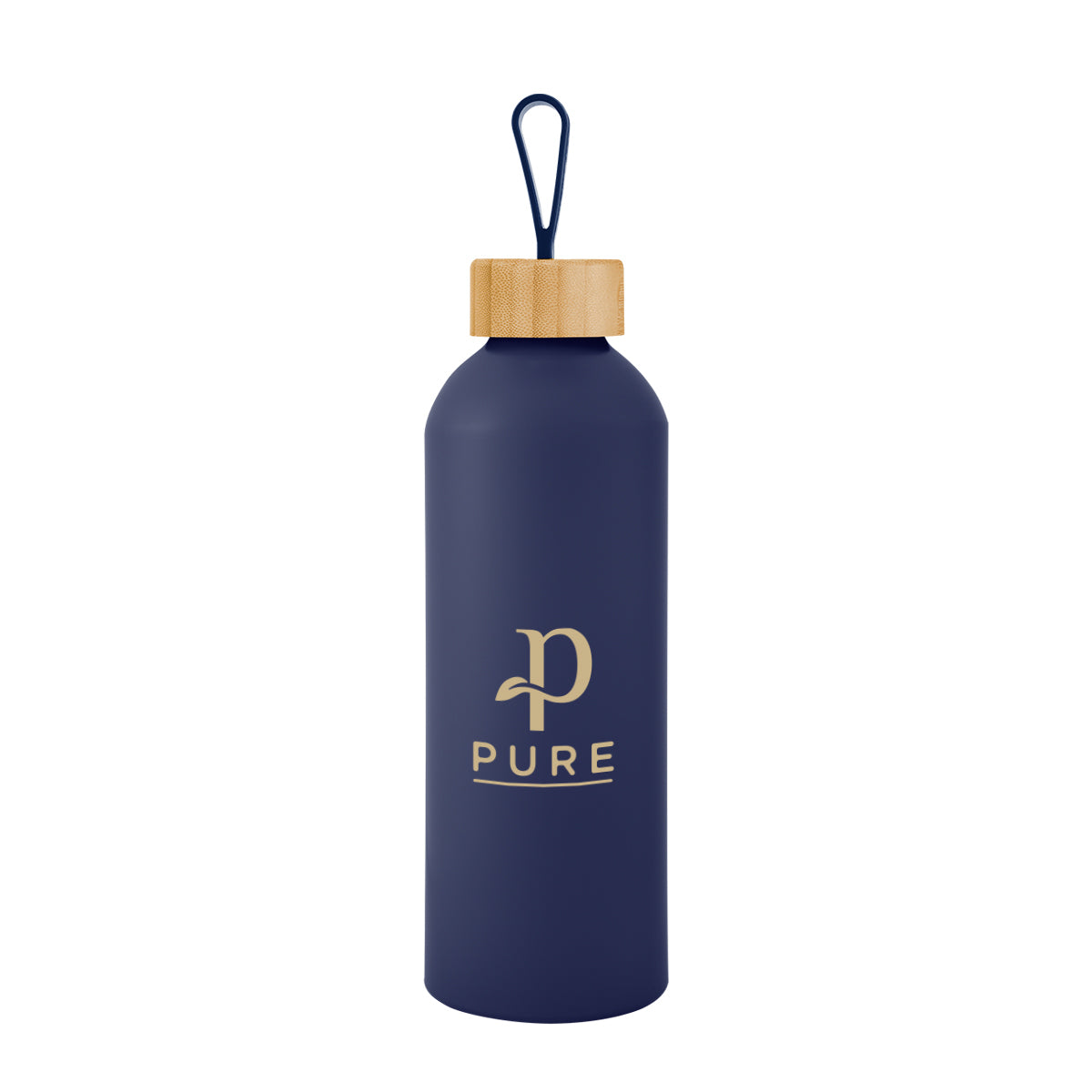 NAVY BLUE 25 Oz. Blaire Recycled Aluminum Bottle With Bamboo Lid And Carry Handle  grouped