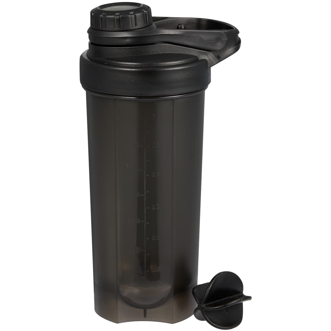 Rear View of Black Buddy 24oz Recycled Protein Shaker Bottle plain