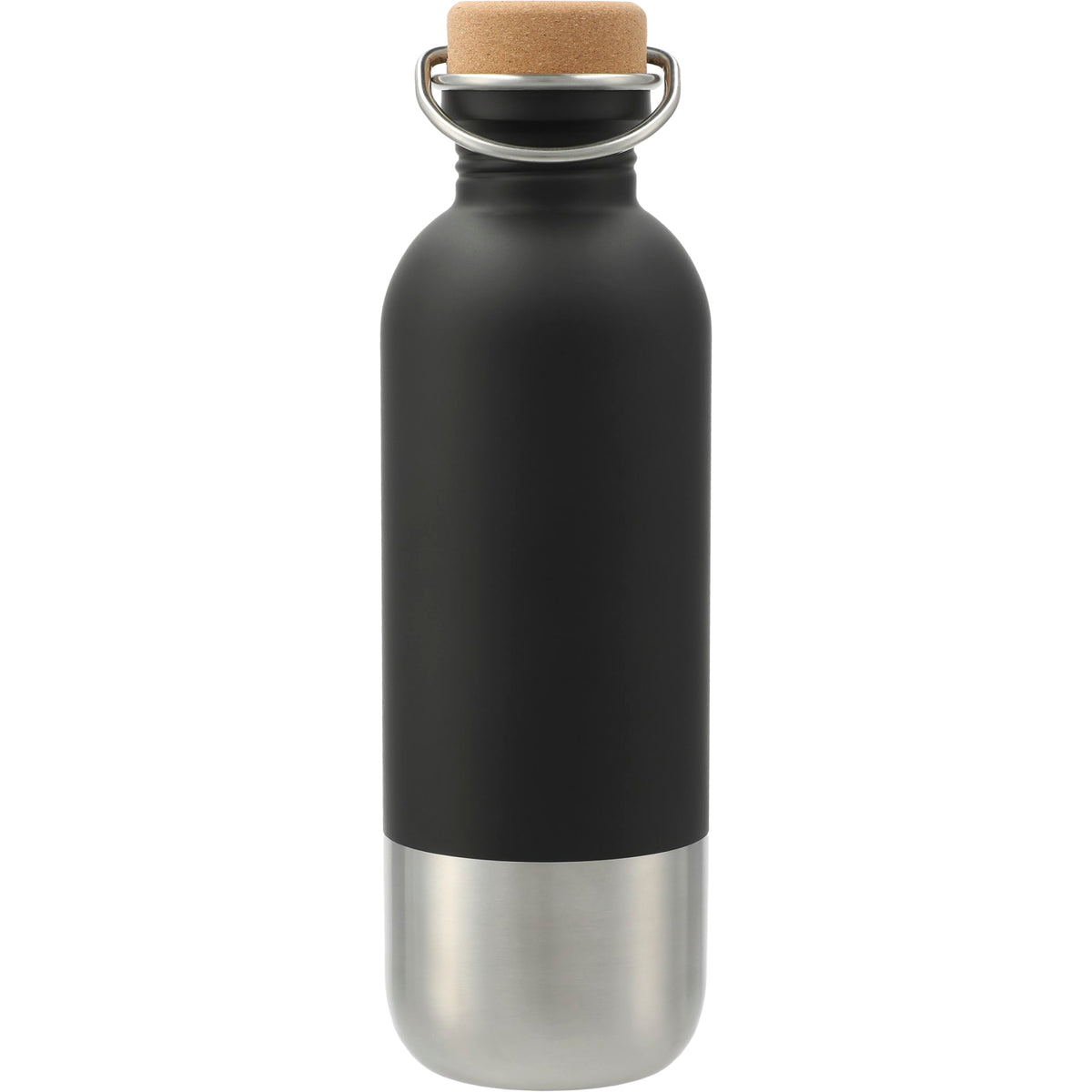 Rear View of Black Lagom Single wall Stainless steel Bottle 27oz plain