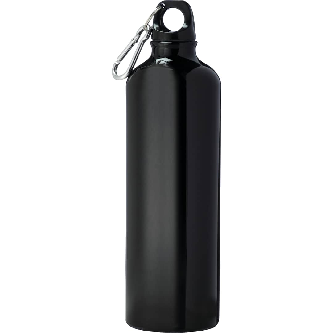 Rear View of Black Pacific 26oz Aluminum Sports Bottle plain