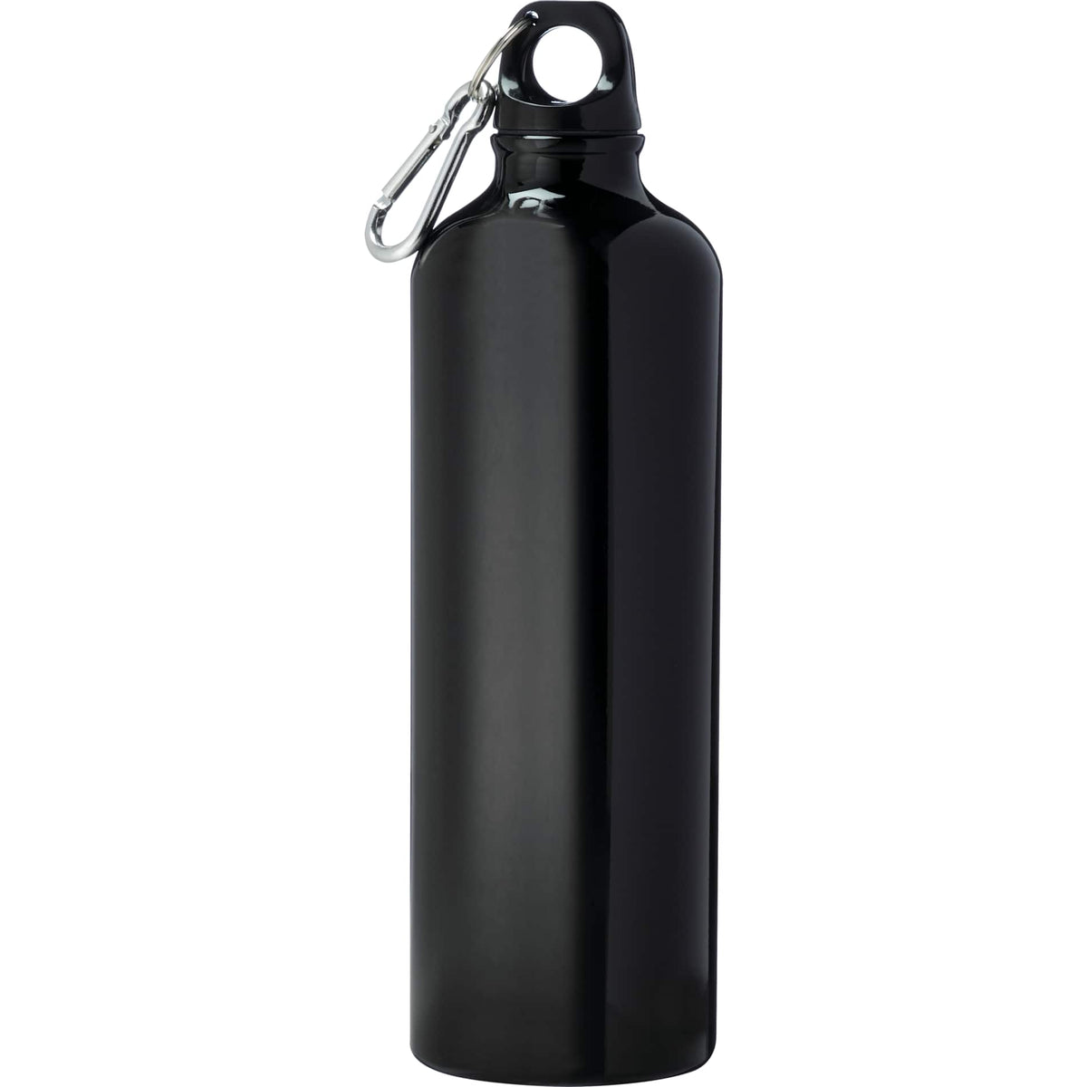 Rear View of Black Pacific 26oz Aluminum Sports Bottle plain