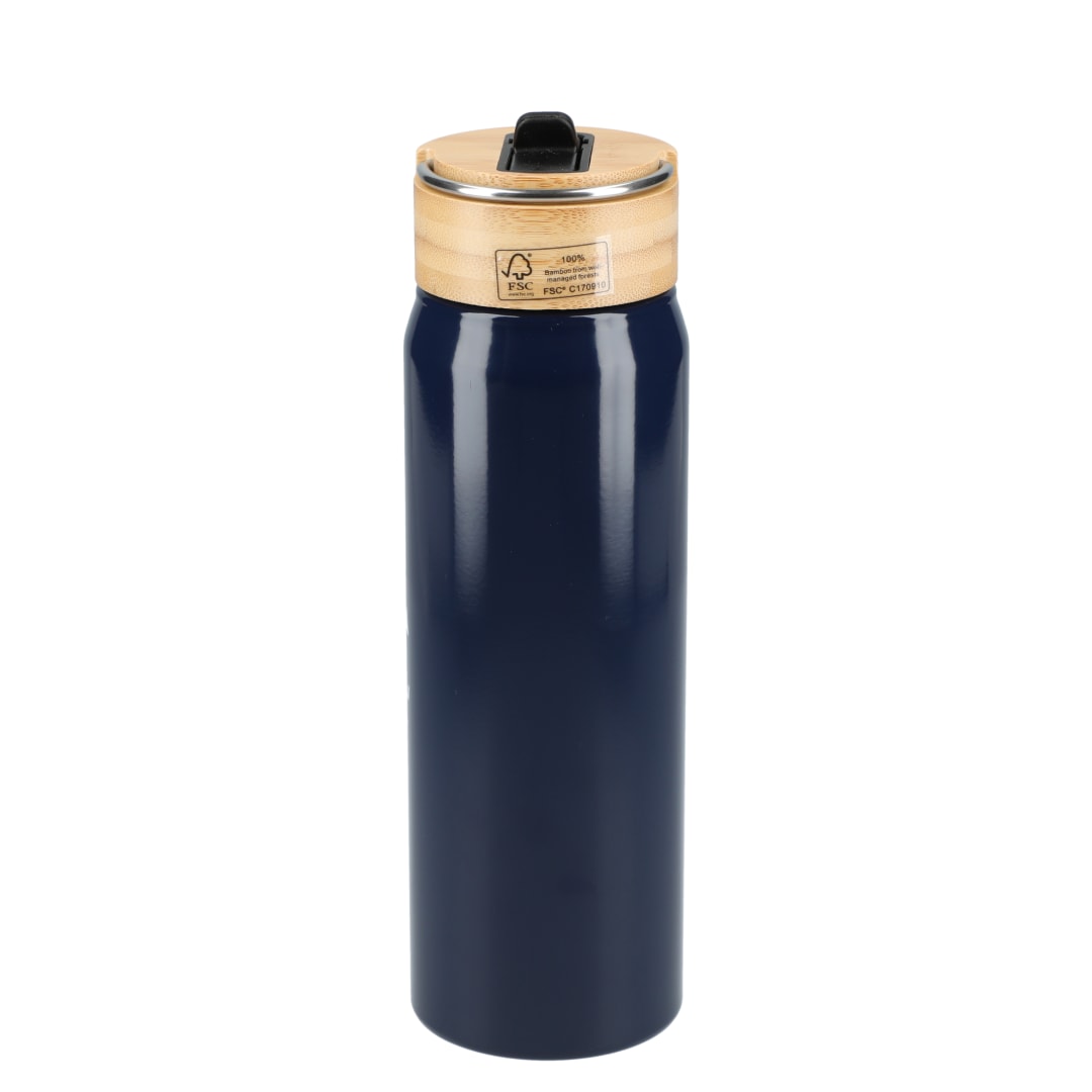 Rear View of Blue Billy 26oz Aluminum Bottle w/ FSC® Bamboo Lid plain