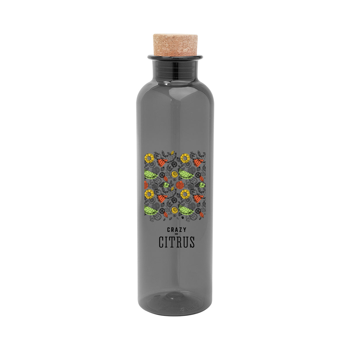 TRANSLUCENT BLACK 22 Oz. Maddie rPET Bottle With Cork Lid  grouped