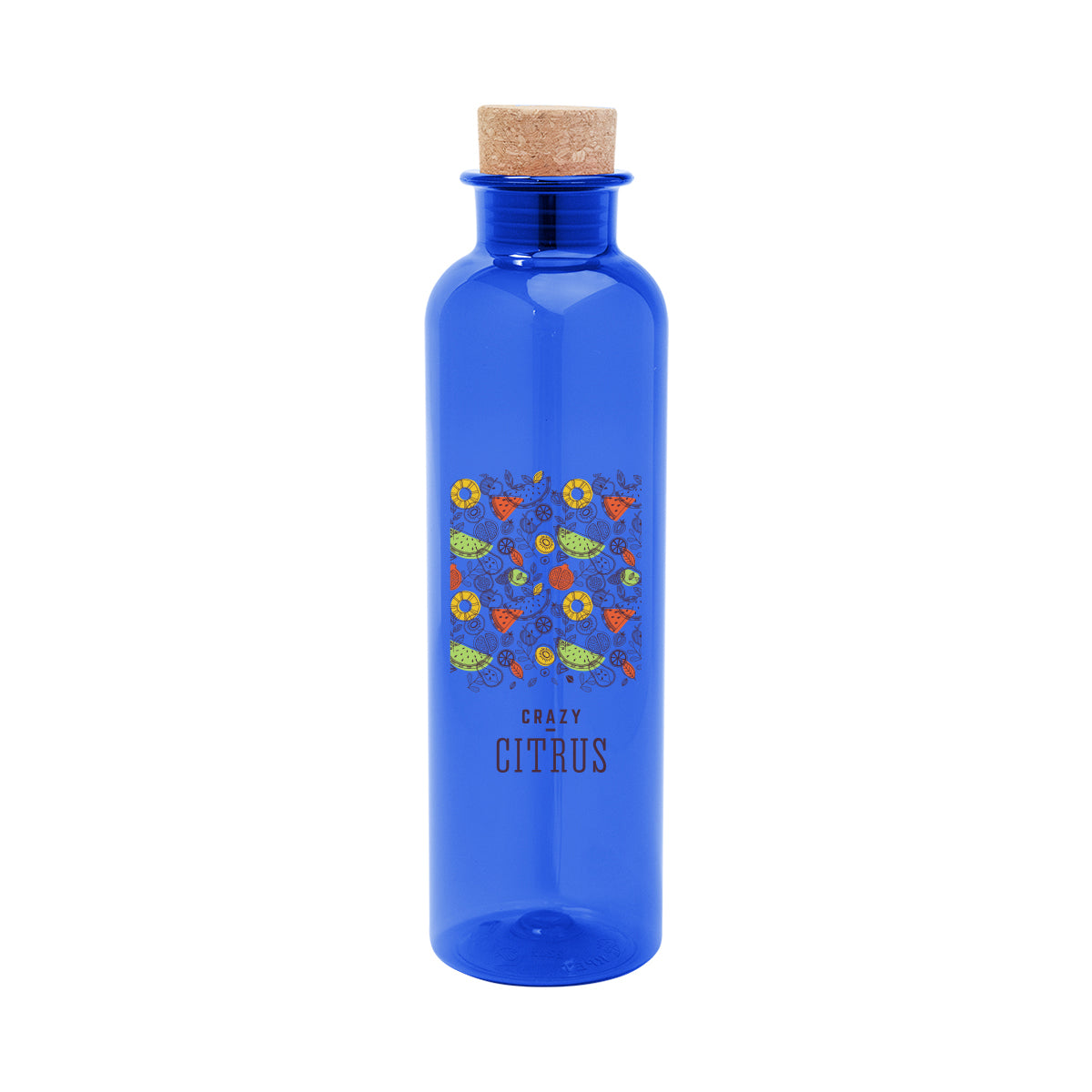 TRANSLUCENT BLUE 22 Oz. Maddie rPET Bottle With Cork Lid  grouped