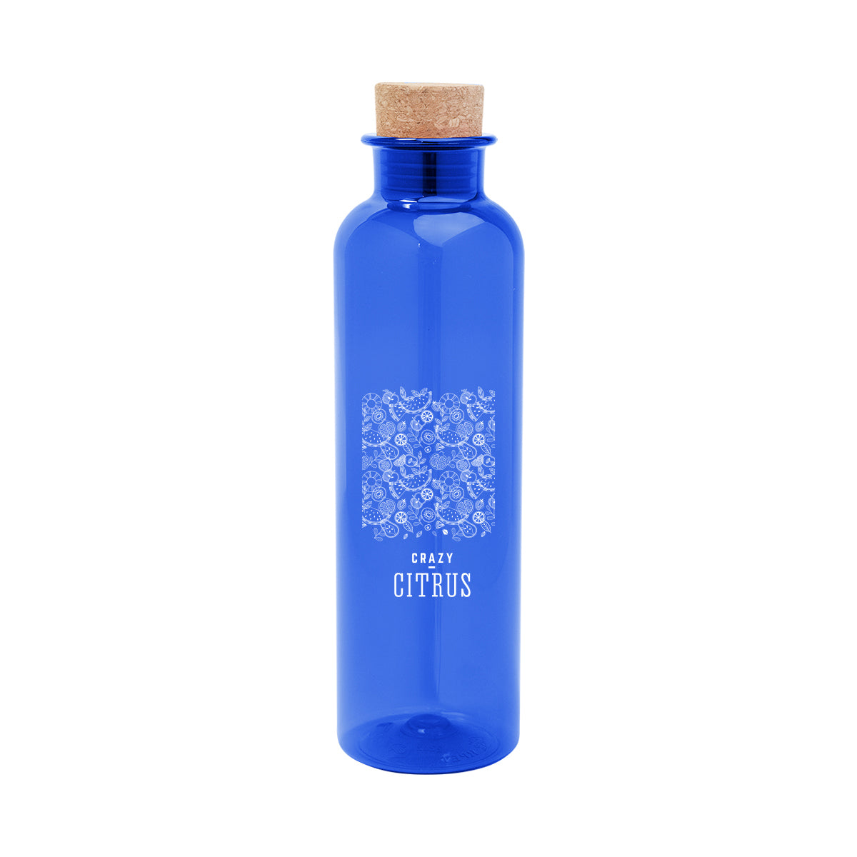 TRANSLUCENT BLUE 22 Oz. Maddie rPET Bottle With Cork Lid  grouped