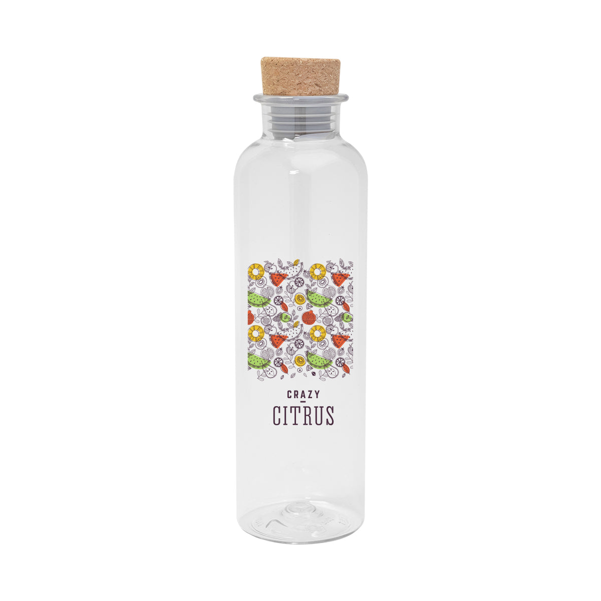 TRANSLUCENT CLEAR 22 Oz. Maddie rPET Bottle With Cork Lid  grouped