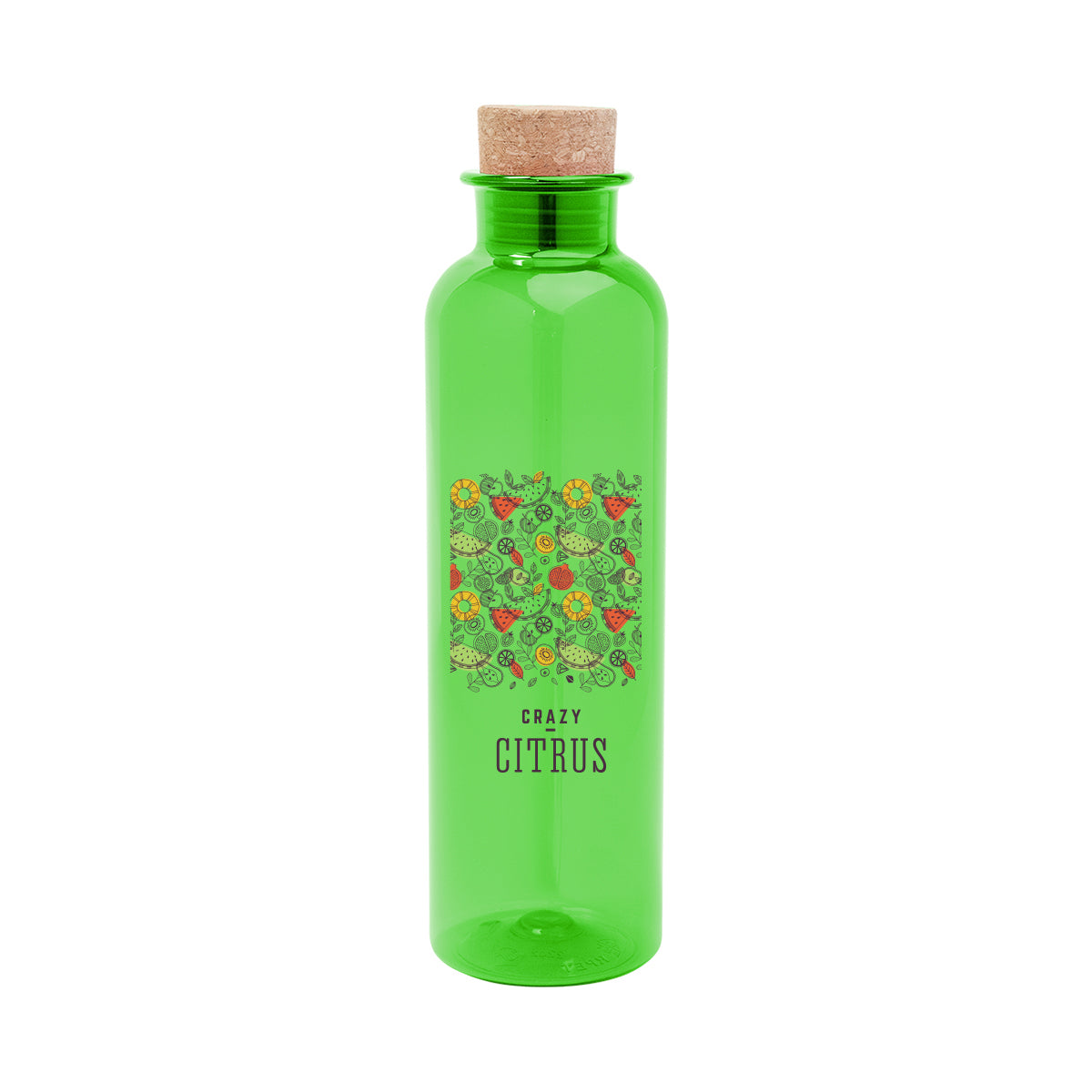 TRANSLUCENT LIME 22 Oz. Maddie rPET Bottle With Cork Lid  grouped