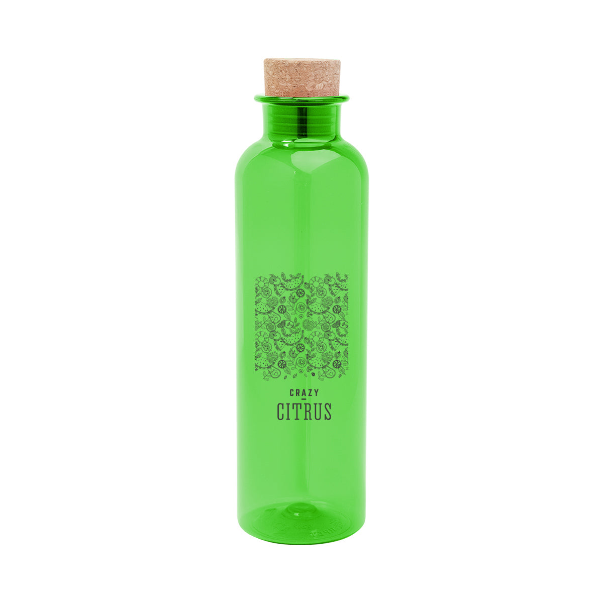 TRANSLUCENT LIME 22 Oz. Maddie rPET Bottle With Cork Lid  grouped
