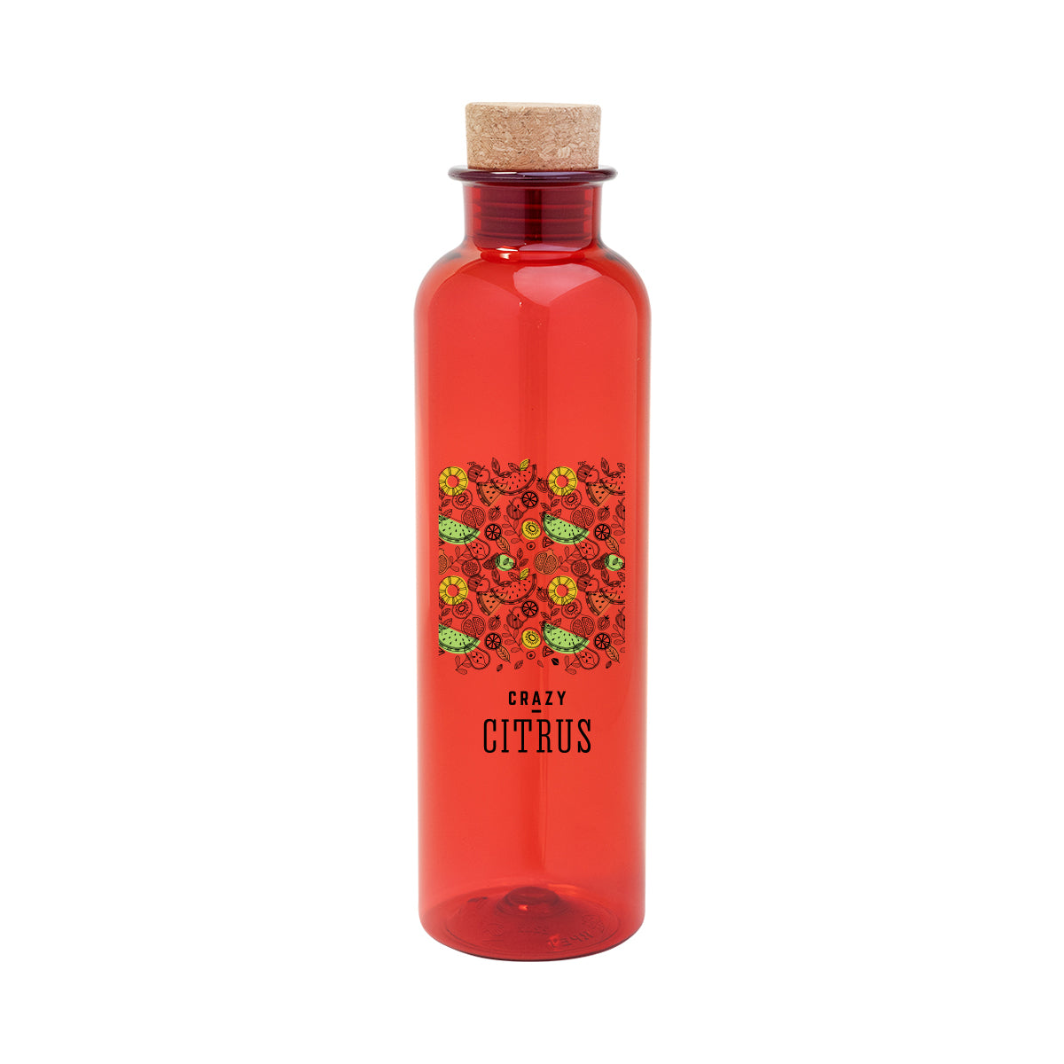 TRANSLUCENT RED 22 Oz. Maddie rPET Bottle With Cork Lid  grouped