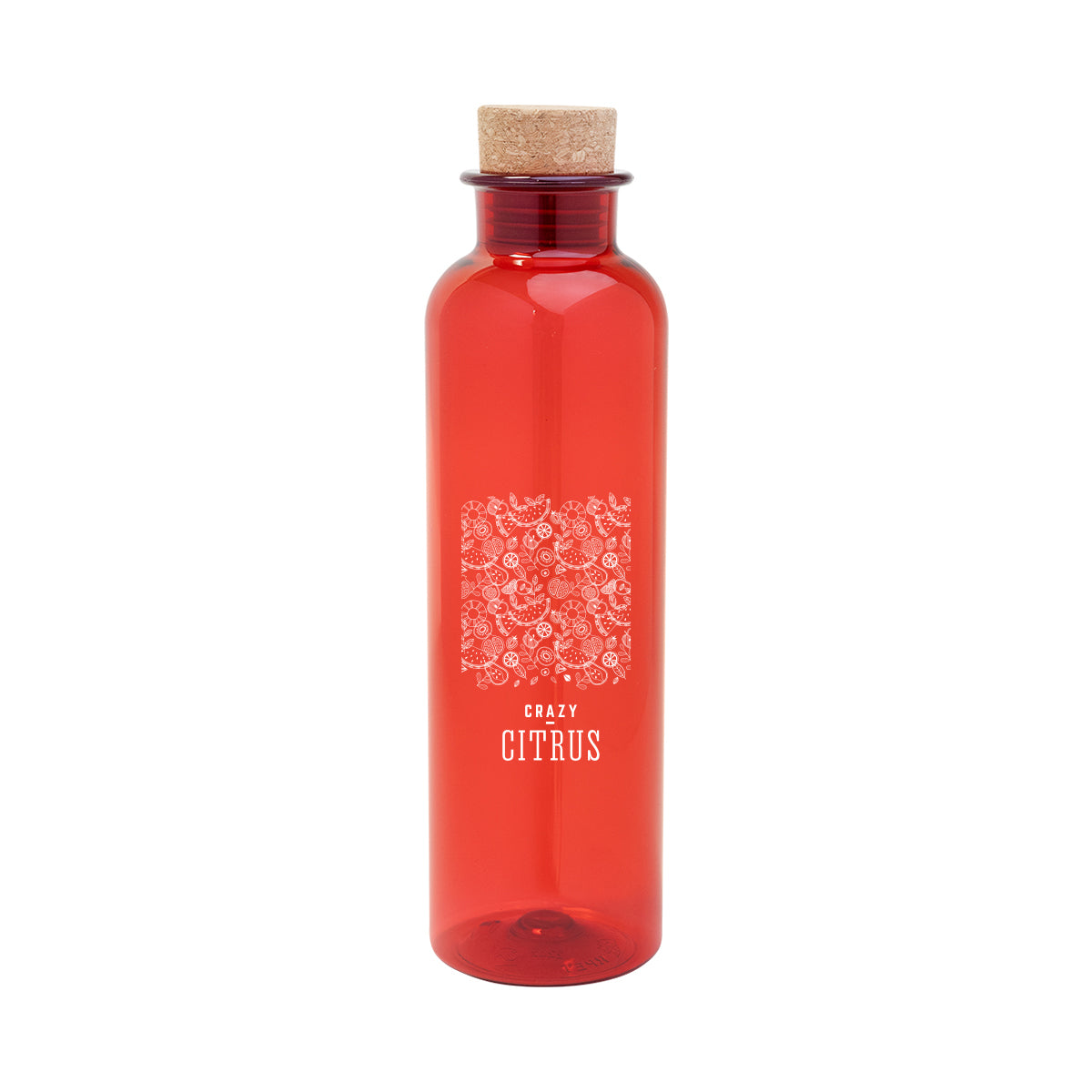 TRANSLUCENT RED 22 Oz. Maddie rPET Bottle With Cork Lid  grouped