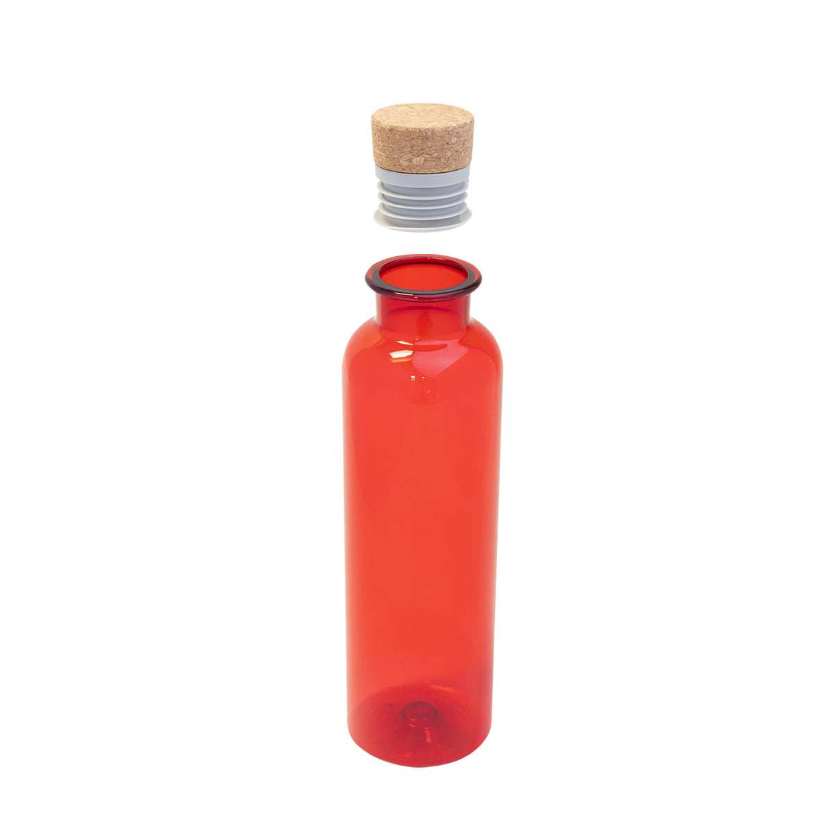 TRANSLUCENT RED 22 Oz. Maddie rPET Bottle With Cork Lid plain grouped