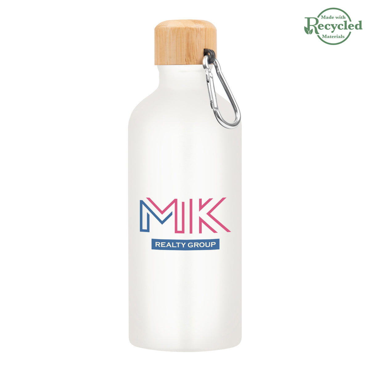 WHITE 20 Oz. Aluminum Tundra Bike Bottle With Bamboo Lid  grouped