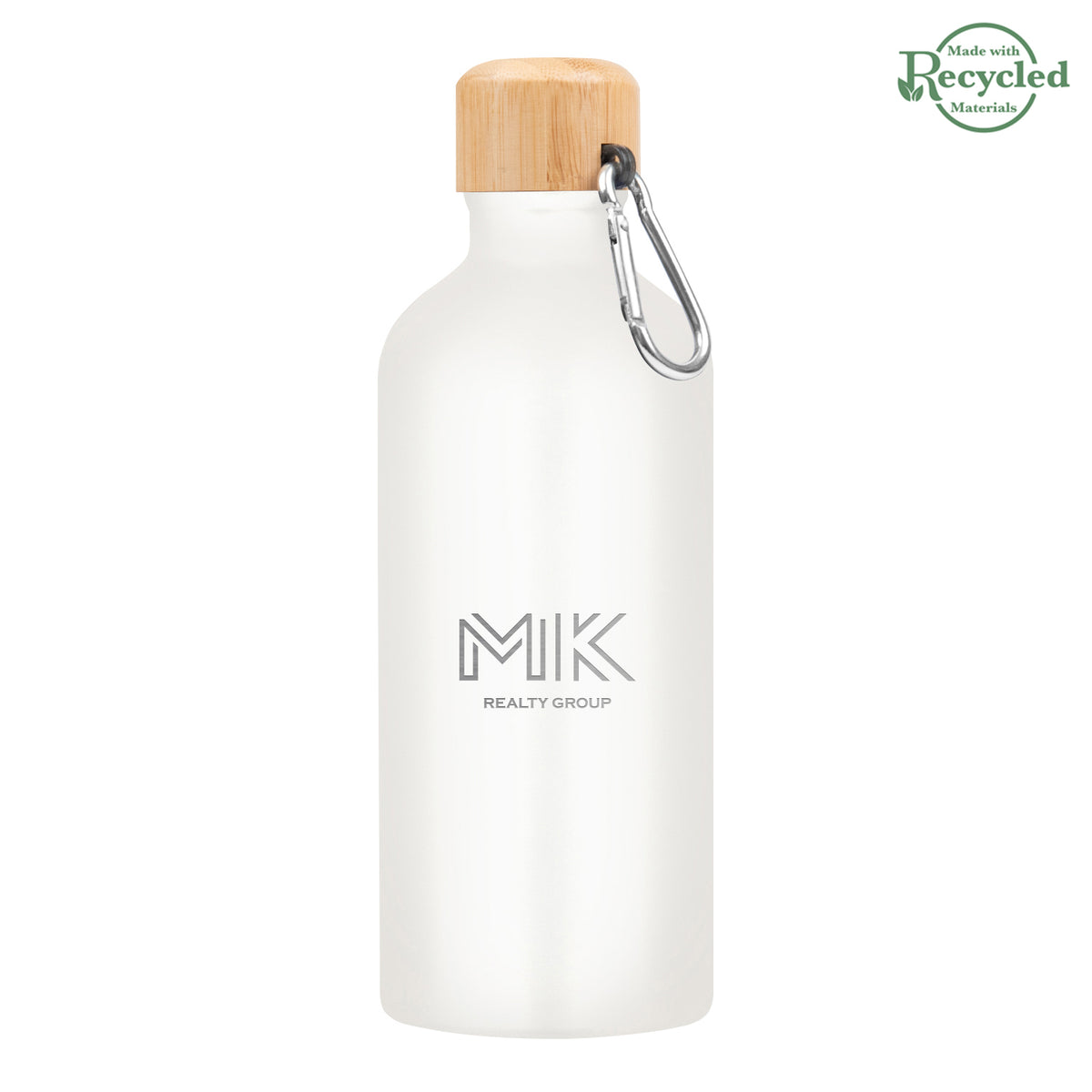WHITE 20 Oz. Aluminum Tundra Bike Bottle With Bamboo Lid  grouped
