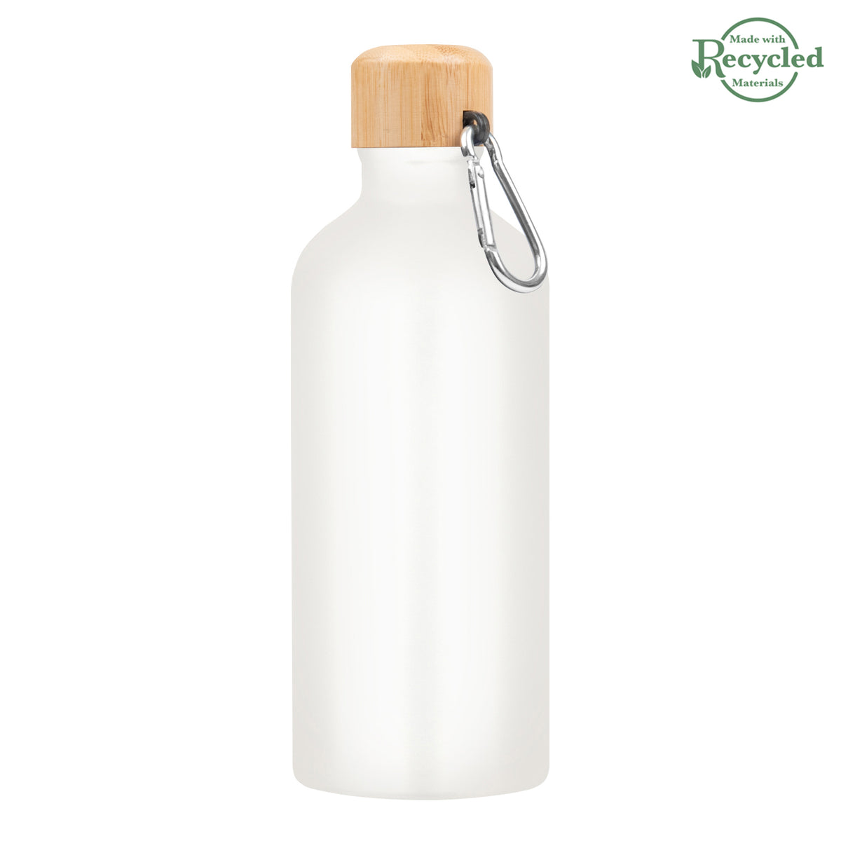 WHITE 20 Oz. Aluminum Tundra Bike Bottle With Bamboo Lid plain grouped