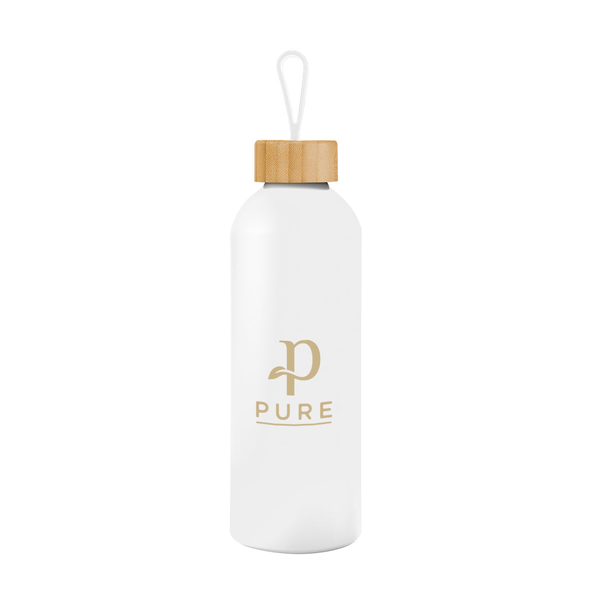 WHITE 25 Oz. Blaire Recycled Aluminum Bottle With Bamboo Lid And Carry Handle  grouped