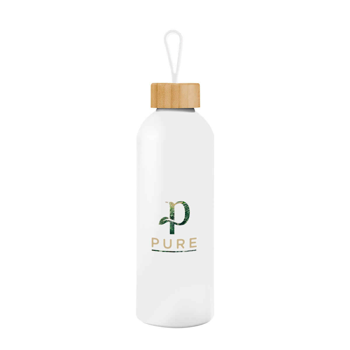 WHITE 25 Oz. Blaire Recycled Aluminum Bottle With Bamboo Lid And Carry Handle  grouped