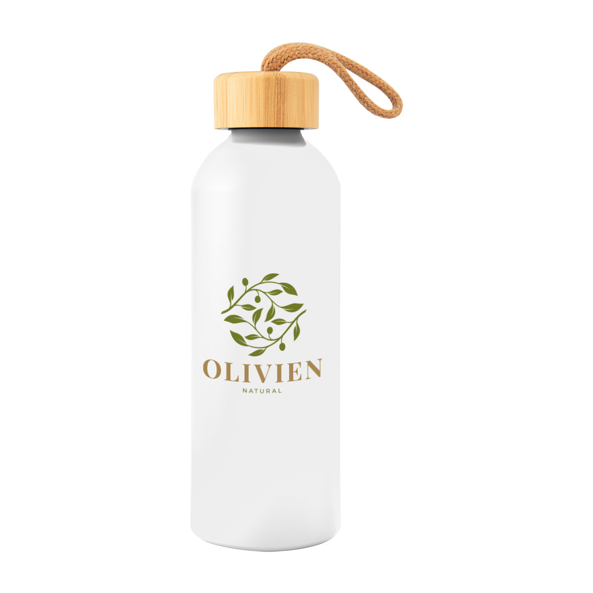 WHITE 25 Oz. Blaire Recycled Aluminum Bottle With Bamboo Lid  grouped