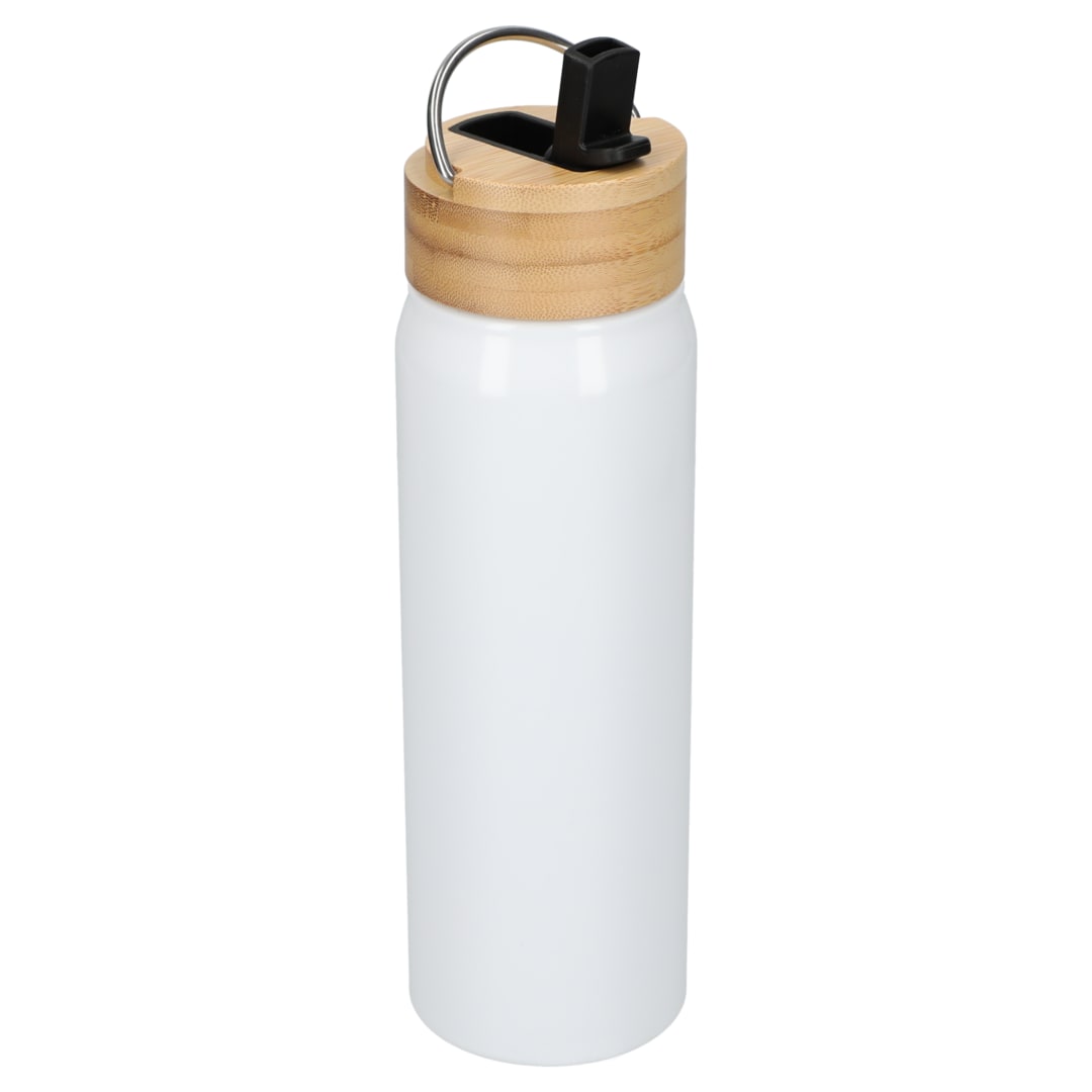White Billy 26oz Aluminum Bottle w/ FSC® Bamboo Lid plain