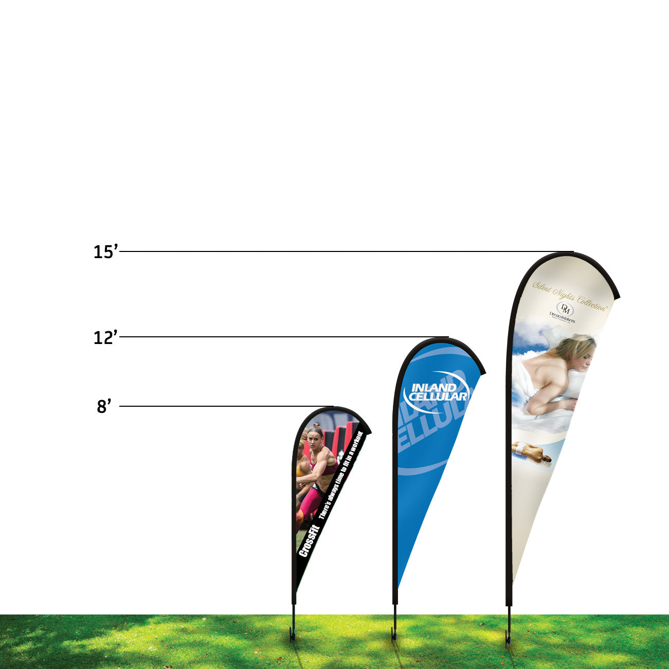 15' Teardrop Flag Kit W/ Double Sided Imprint