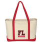 LARGE HEAVY COTTON CANVAS BOAT TOTE BAG WITH TACKLE TWILL PATCH