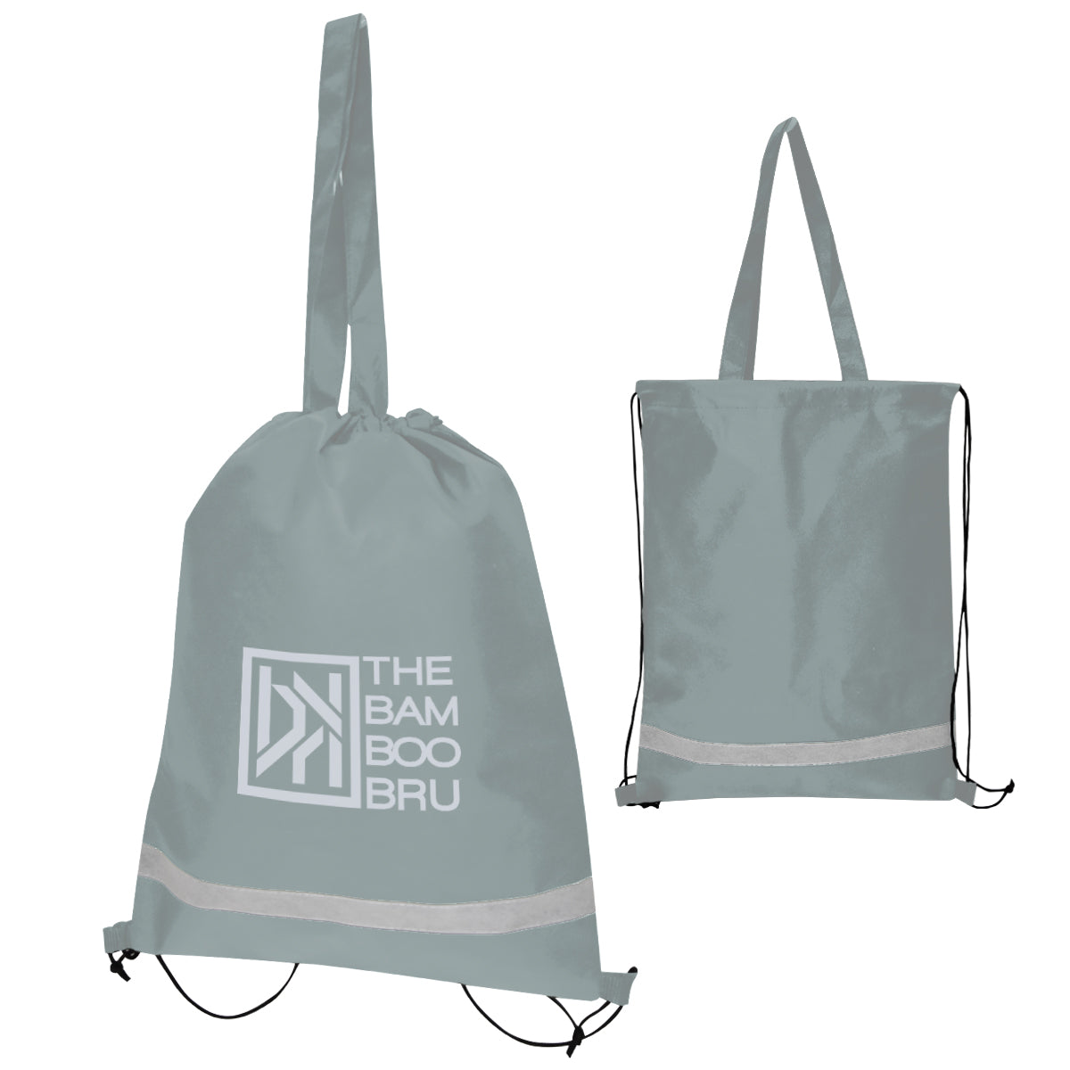 DOUBLE FEATURE NON-WOVEN DRAWSTRING TOTE BAG