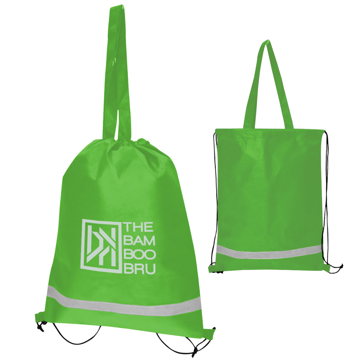 DOUBLE FEATURE NON-WOVEN DRAWSTRING TOTE BAG