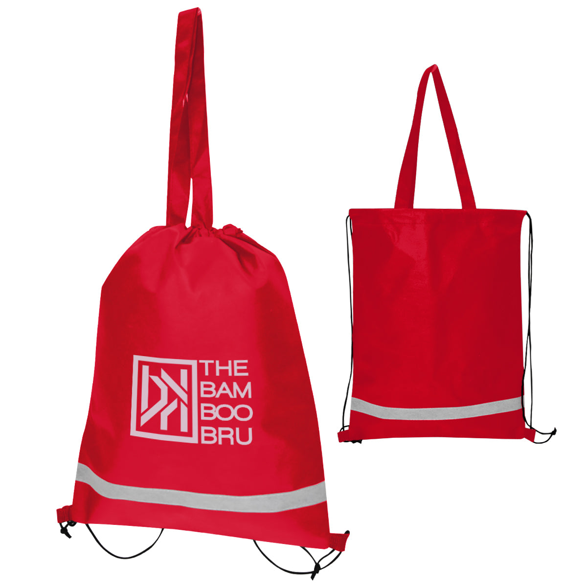 DOUBLE FEATURE NON-WOVEN DRAWSTRING TOTE BAG