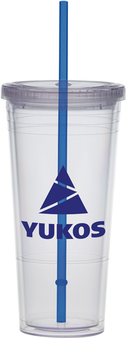 24 Oz. Carnival Cup w/Color Straw & Clear Lid
