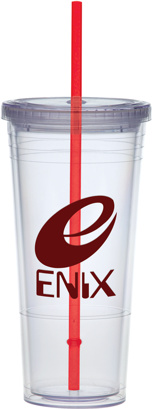 24 Oz. Carnival Cup w/Color Straw & Clear Lid