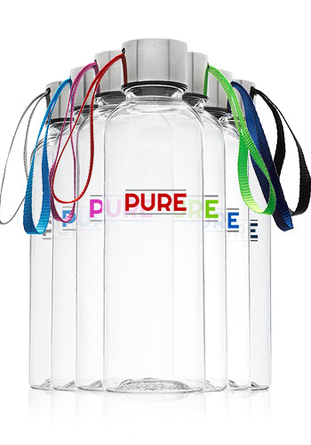Meera 17 Oz. Clear Plastic Water Bottles with Strap
